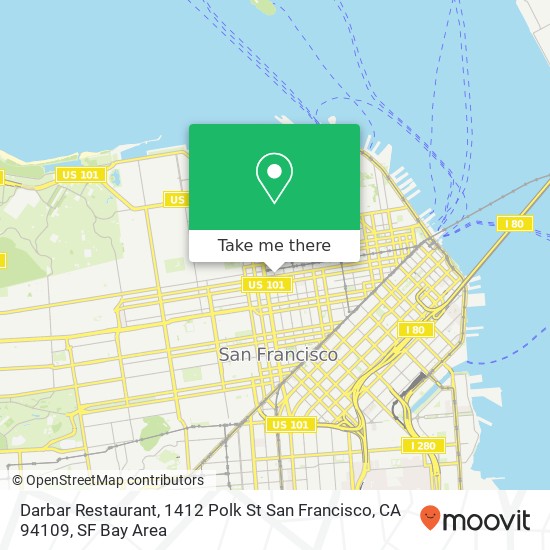 Mapa de Darbar Restaurant, 1412 Polk St San Francisco, CA 94109