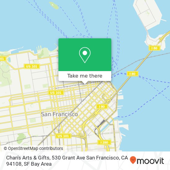 Mapa de Chan's Arts & Gifts, 530 Grant Ave San Francisco, CA 94108