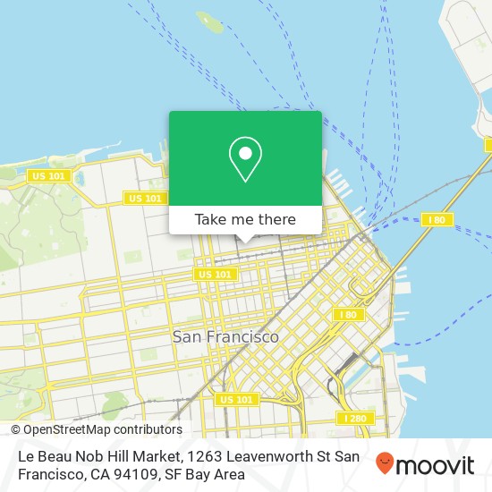 Mapa de Le Beau Nob Hill Market, 1263 Leavenworth St San Francisco, CA 94109