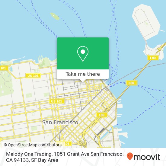 Mapa de Melody One Trading, 1051 Grant Ave San Francisco, CA 94133