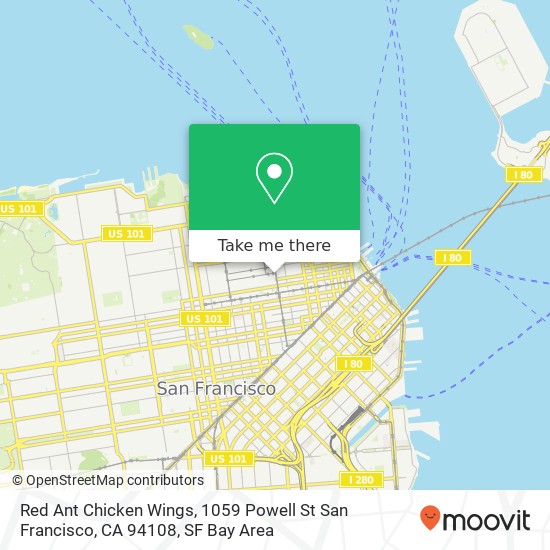 Mapa de Red Ant Chicken Wings, 1059 Powell St San Francisco, CA 94108