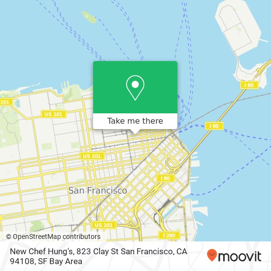 Mapa de New Chef Hung's, 823 Clay St San Francisco, CA 94108