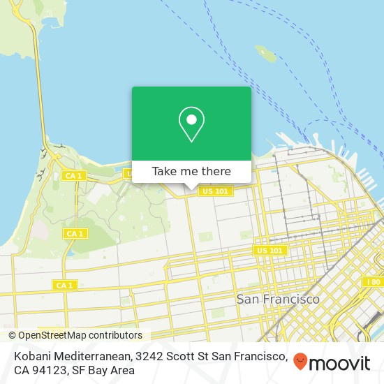 Kobani Mediterranean, 3242 Scott St San Francisco, CA 94123 map