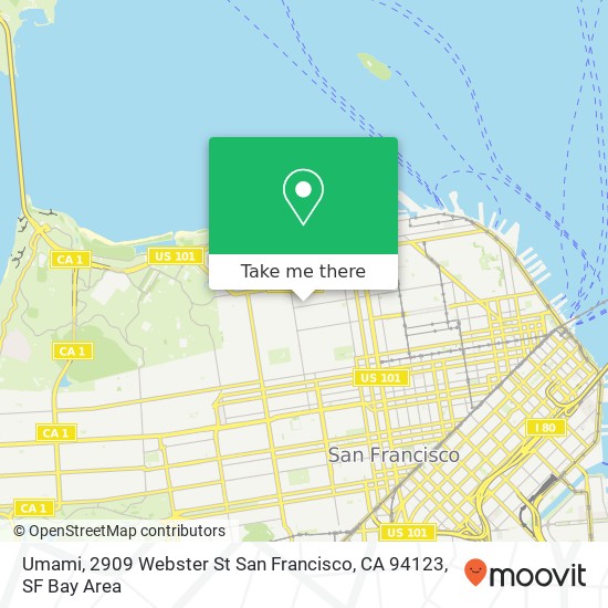 Mapa de Umami, 2909 Webster St San Francisco, CA 94123