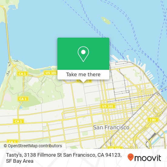 Mapa de Tasty's, 3138 Fillmore St San Francisco, CA 94123