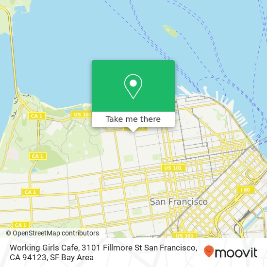 Mapa de Working Girls Cafe, 3101 Fillmore St San Francisco, CA 94123