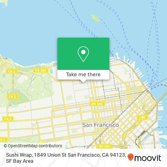 Mapa de Sushi Wrap, 1849 Union St San Francisco, CA 94123