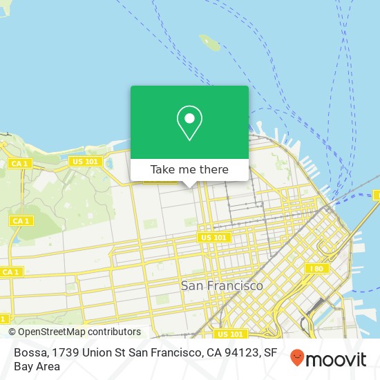 Mapa de Bossa, 1739 Union St San Francisco, CA 94123