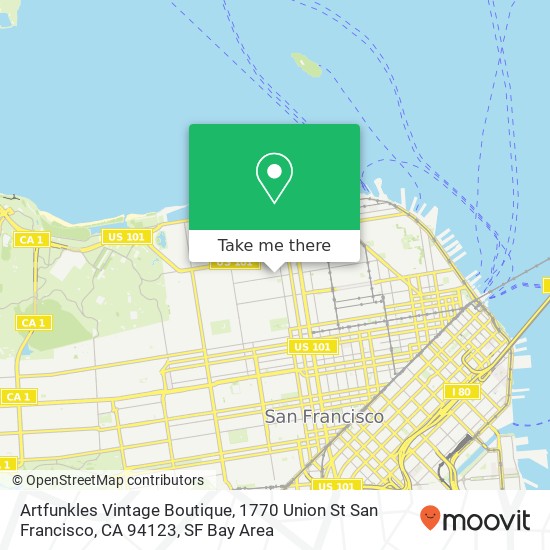 Mapa de Artfunkles Vintage Boutique, 1770 Union St San Francisco, CA 94123