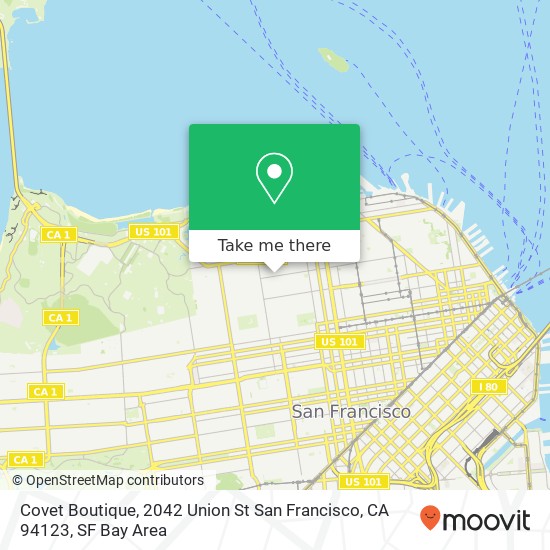 Mapa de Covet Boutique, 2042 Union St San Francisco, CA 94123