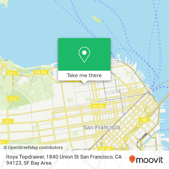 Mapa de Itoya Topdrawer, 1840 Union St San Francisco, CA 94123