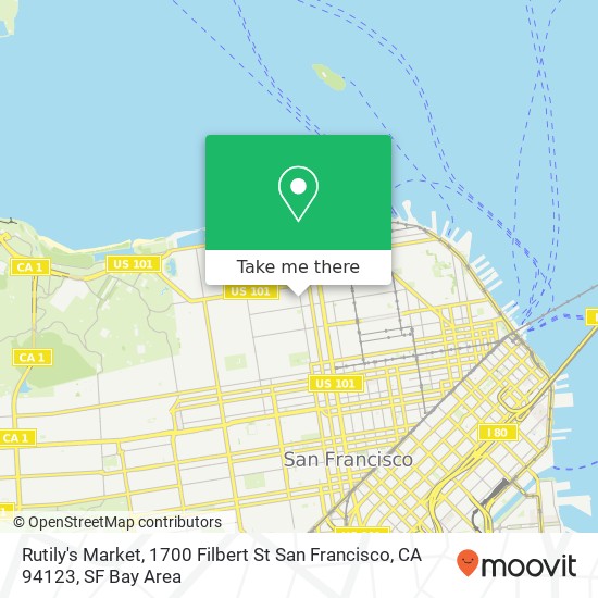 Mapa de Rutily's Market, 1700 Filbert St San Francisco, CA 94123