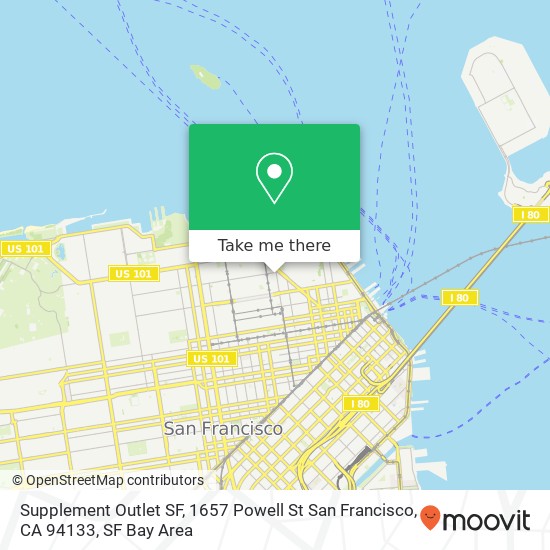 Mapa de Supplement Outlet SF, 1657 Powell St San Francisco, CA 94133