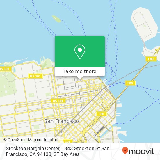 Mapa de Stockton Bargain Center, 1343 Stockton St San Francisco, CA 94133