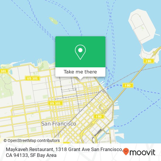 Mapa de Maykaveh Restaurant, 1318 Grant Ave San Francisco, CA 94133