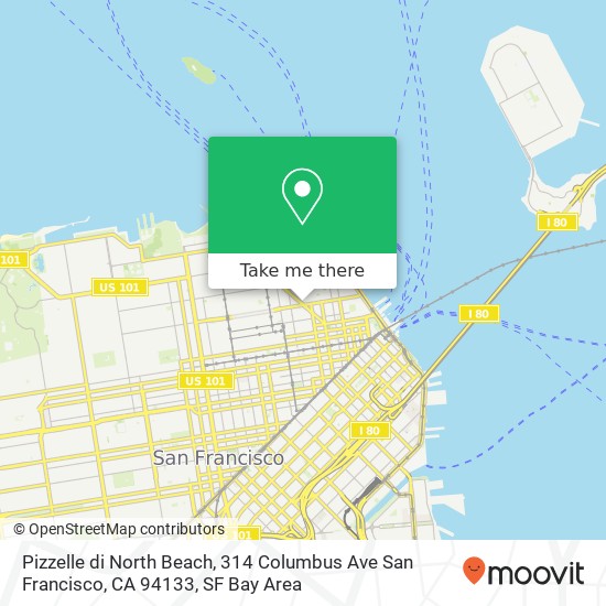 Mapa de Pizzelle di North Beach, 314 Columbus Ave San Francisco, CA 94133