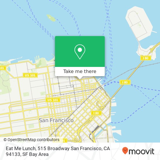 Mapa de Eat Me Lunch, 515 Broadway San Francisco, CA 94133