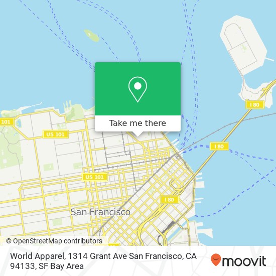 Mapa de World Apparel, 1314 Grant Ave San Francisco, CA 94133