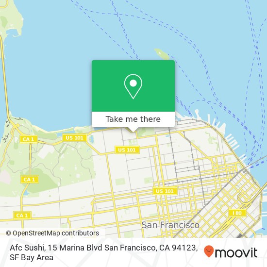 Mapa de Afc Sushi, 15 Marina Blvd San Francisco, CA 94123