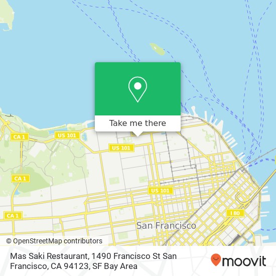 Mapa de Mas Saki Restaurant, 1490 Francisco St San Francisco, CA 94123