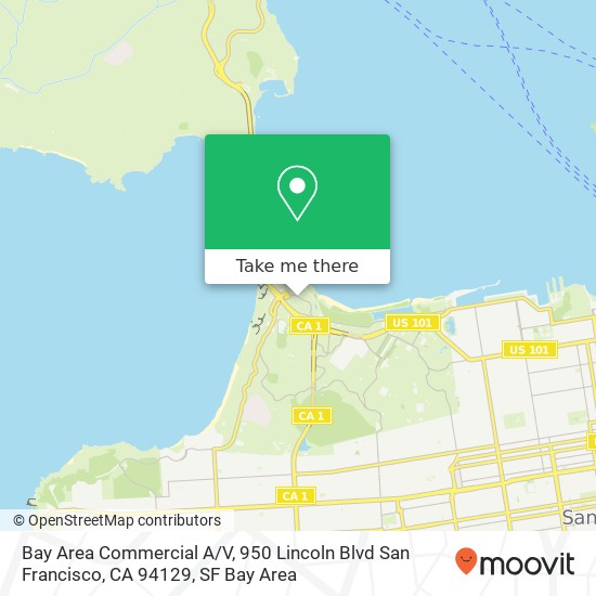 Mapa de Bay Area Commercial A / V, 950 Lincoln Blvd San Francisco, CA 94129