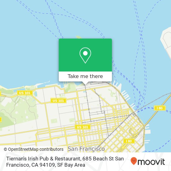 Mapa de Tiernan's Irish Pub & Restaurant, 685 Beach St San Francisco, CA 94109