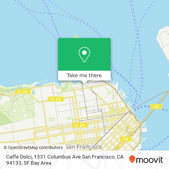 Mapa de Caffe Dolci, 1331 Columbus Ave San Francisco, CA 94133