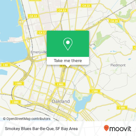 Mapa de Smokey Blues Bar-Be-Que, 3415 Telegraph Ave Oakland, CA 94609