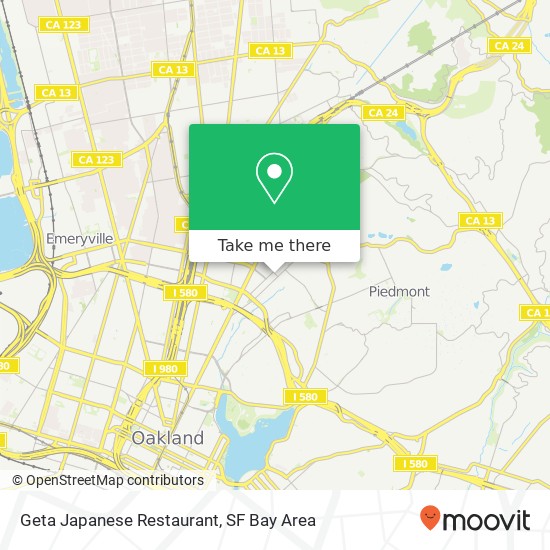 Mapa de Geta Japanese Restaurant, 165 41st St Oakland, CA 94611