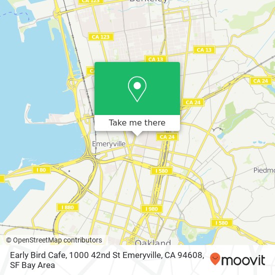 Mapa de Early Bird Cafe, 1000 42nd St Emeryville, CA 94608