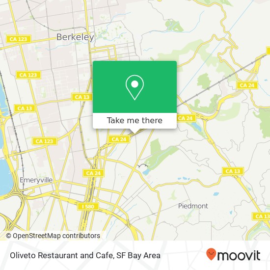 Mapa de Oliveto Restaurant and Cafe, 5655 College Ave Oakland, CA 94618