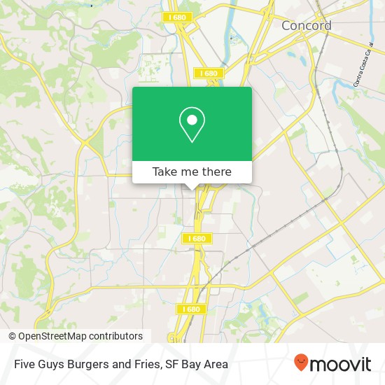 Mapa de Five Guys Burgers and Fries, 100 Crescent Dr Pleasant Hill, CA 94523