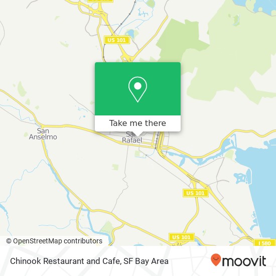 Mapa de Chinook Restaurant and Cafe, 1128 4th St San Rafael, CA 94901