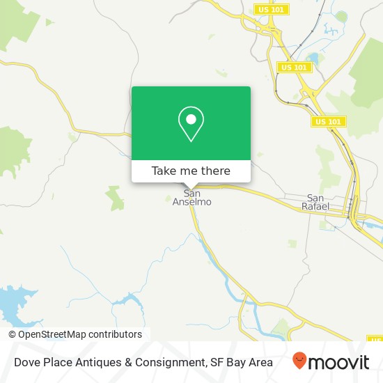 Mapa de Dove Place Antiques & Consignment, 306 Sir Francis Drake Blvd San Anselmo, CA 94960