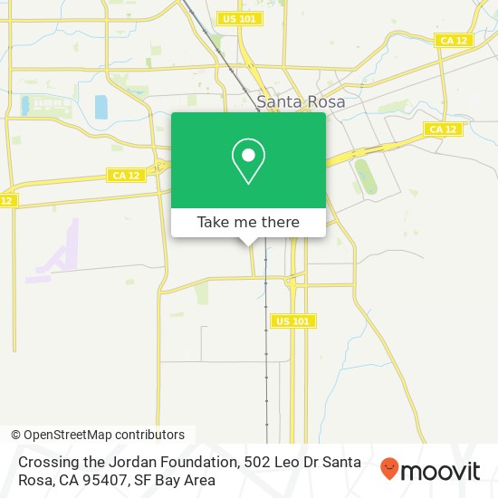 Mapa de Crossing the Jordan Foundation, 502 Leo Dr Santa Rosa, CA 95407