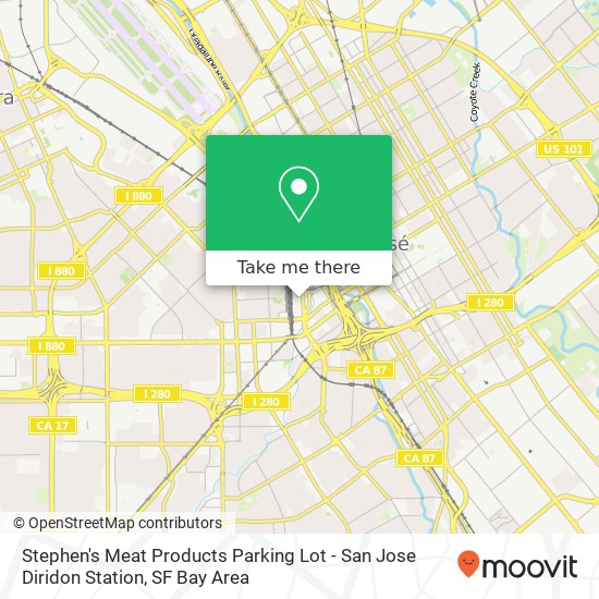 Stephen's Meat Products Parking Lot - San Jose Diridon Station map