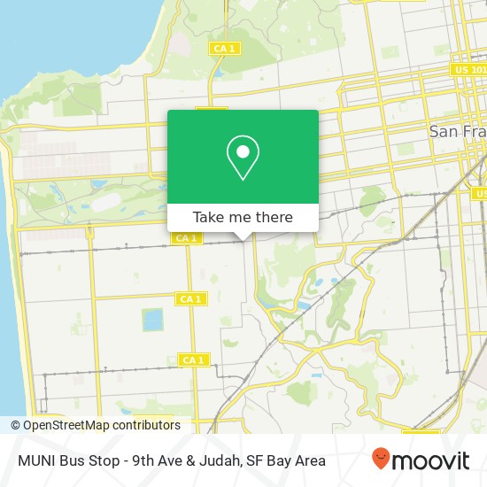 Mapa de MUNI Bus Stop - 9th Ave & Judah