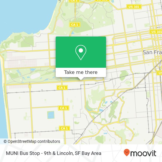 Mapa de MUNI Bus Stop - 9th & Lincoln