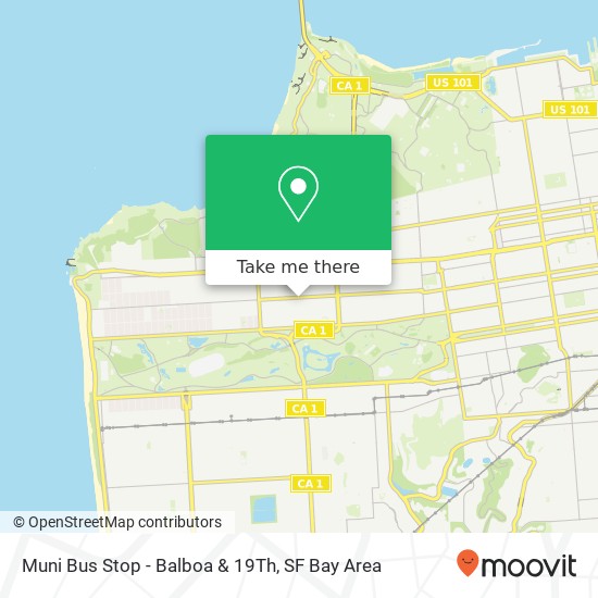 Muni Bus Stop - Balboa & 19Th map