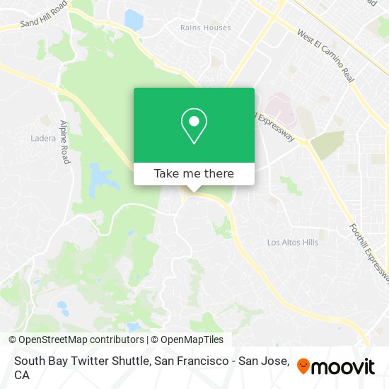 Mapa de South Bay Twitter Shuttle