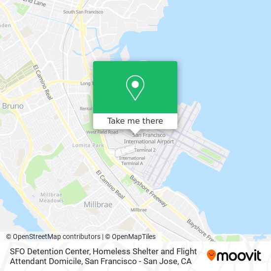 SFO Detention Center, Homeless Shelter and Flight Attendant Domicile map