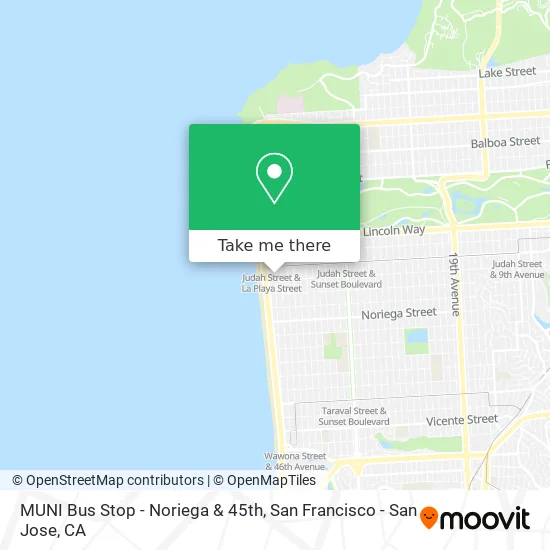 MUNI Bus Stop - Noriega & 45th map