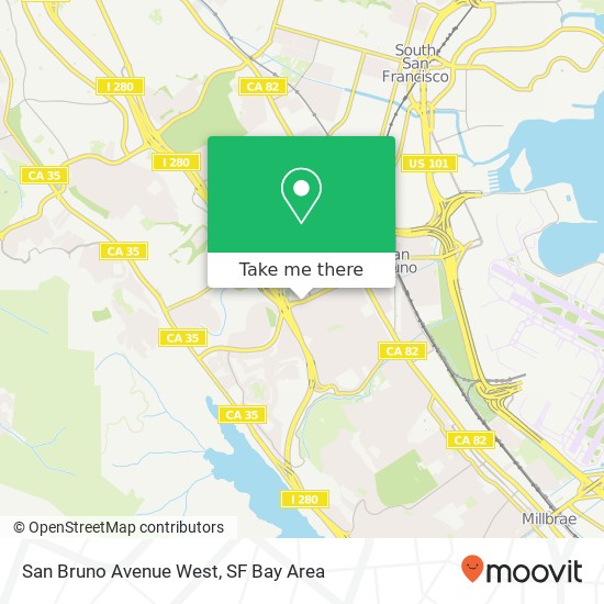 Mapa de San Bruno Avenue West