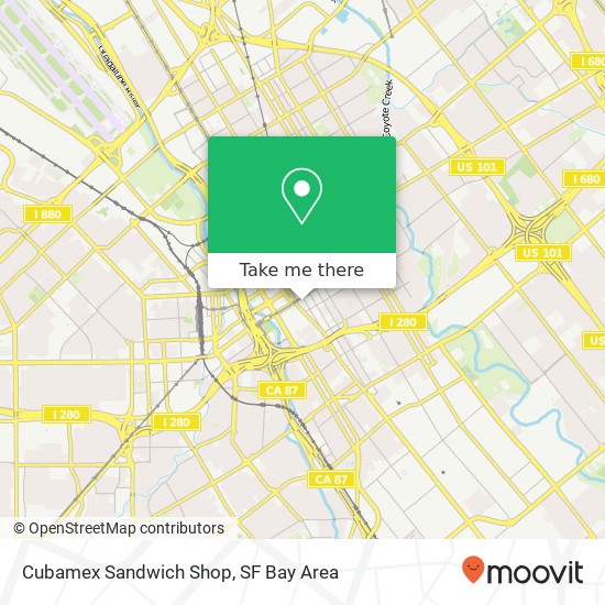 Mapa de Cubamex Sandwich Shop, 325 S 1st St San Jose, CA 95113