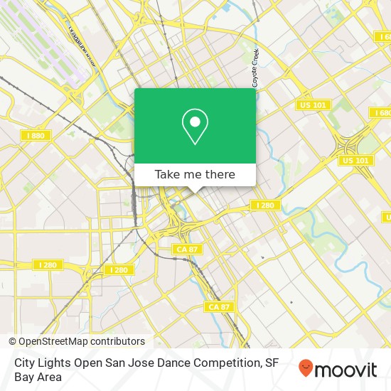 Mapa de City Lights Open San Jose Dance Competition, 301 S Market St San Jose, CA 95113