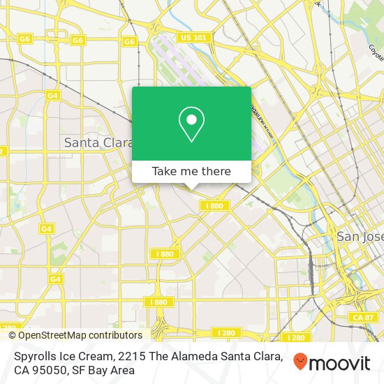 Mapa de Spyrolls Ice Cream, 2215 The Alameda Santa Clara, CA 95050