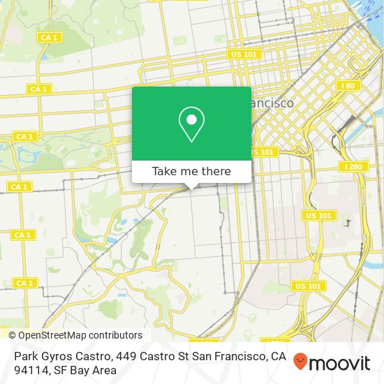 Mapa de Park Gyros Castro, 449 Castro St San Francisco, CA 94114