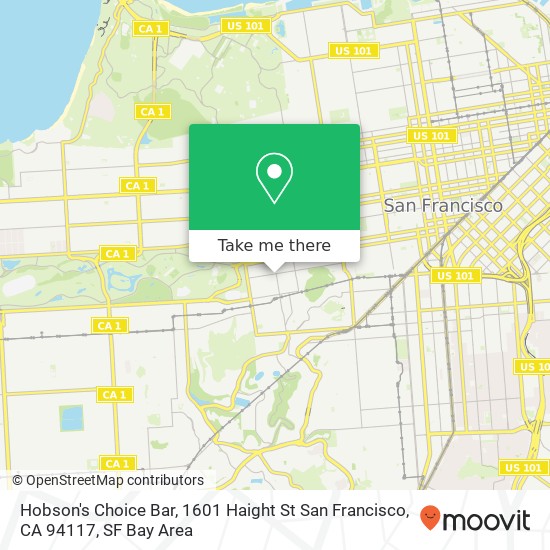 Mapa de Hobson's Choice Bar, 1601 Haight St San Francisco, CA 94117