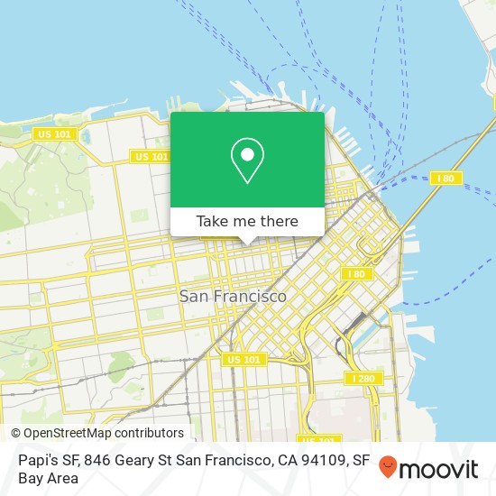 Mapa de Papi's SF, 846 Geary St San Francisco, CA 94109