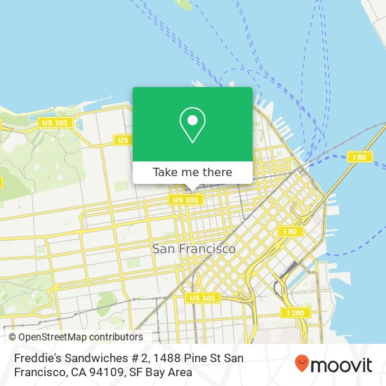 Mapa de Freddie's Sandwiches # 2, 1488 Pine St San Francisco, CA 94109